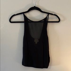Sheer V Front Panel Crop Top Tank